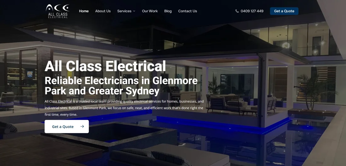 All Class Electrical website design
