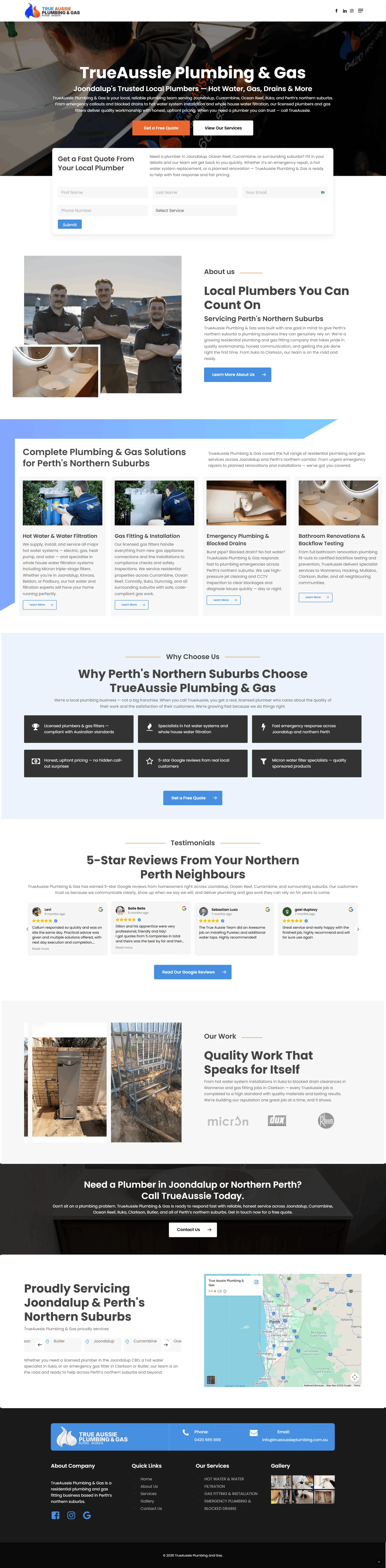 Full Aussie Plumbing website design