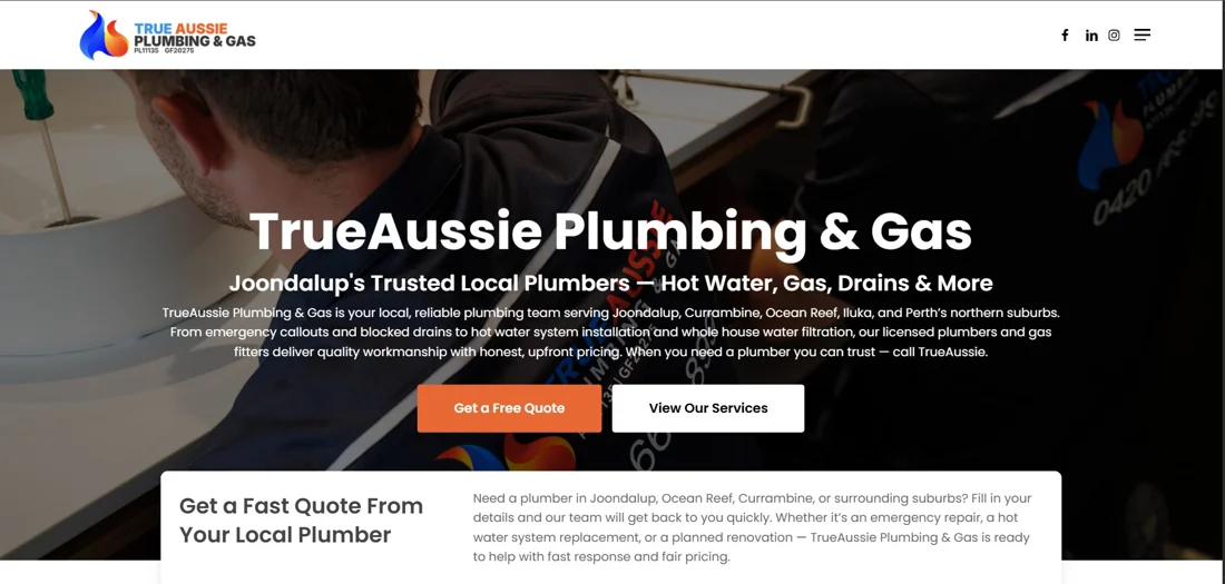 Aussie Plumbing website design