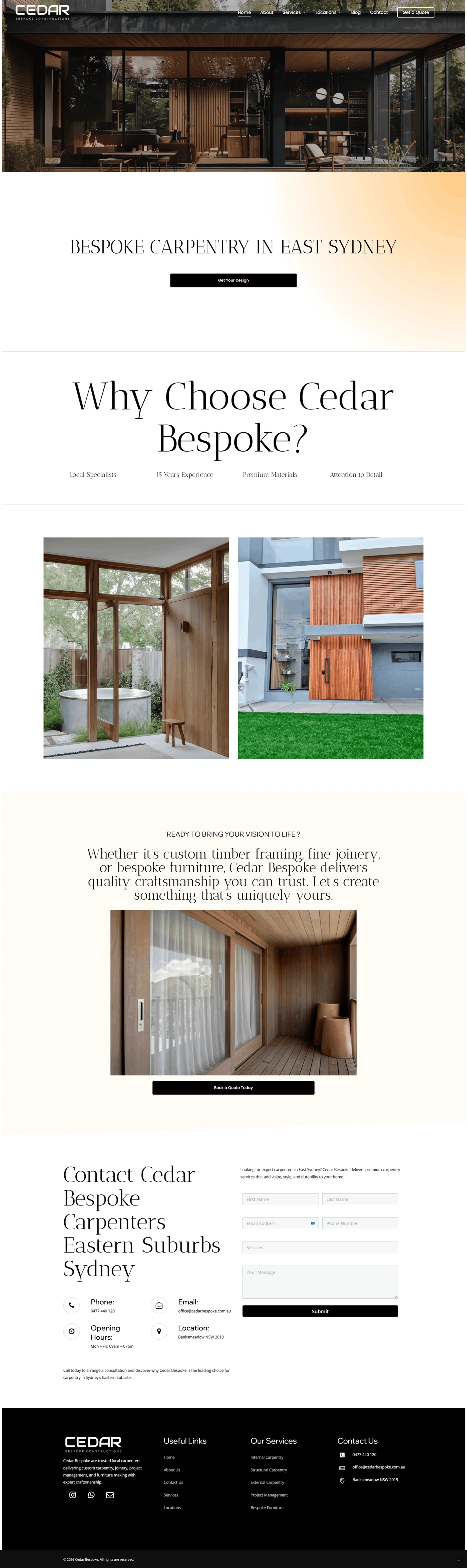 Full Cedar Bespoke website design