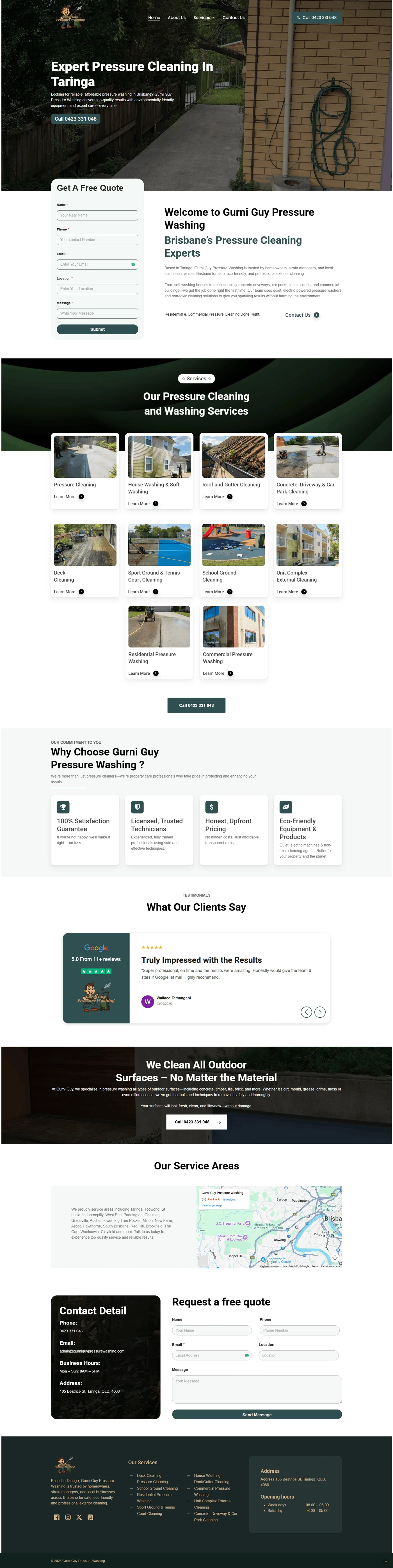 Full Gurni Guy Pressure Washing website design