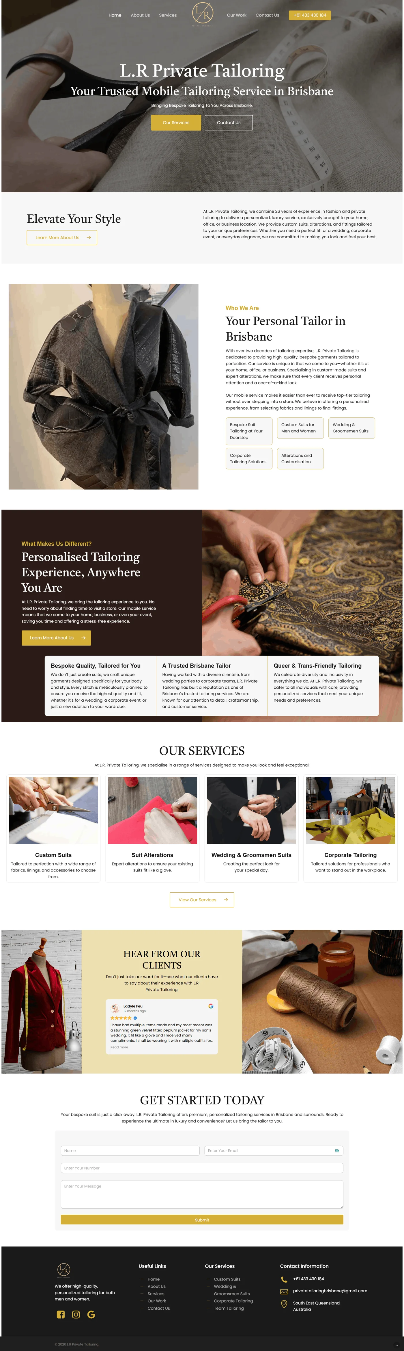 Full L.R Private Tailoring website design