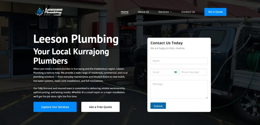 Leeson Plumbing website design