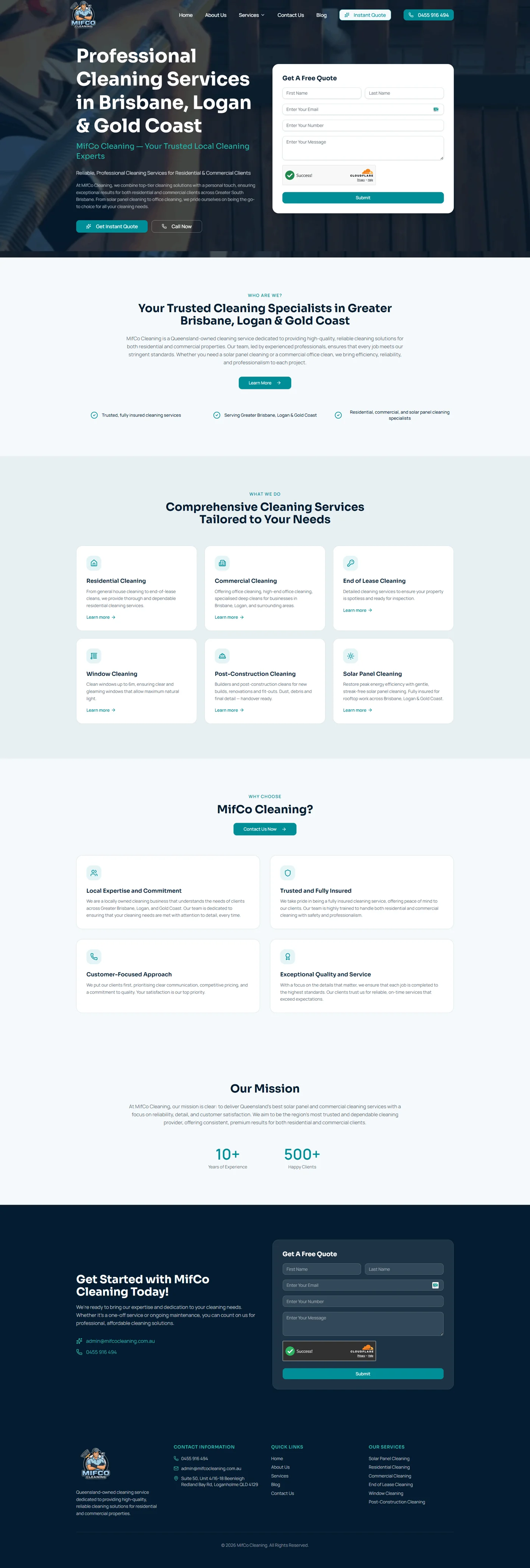 Full MifCo Cleaning website design
