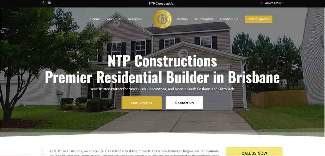 NTP Construction website design