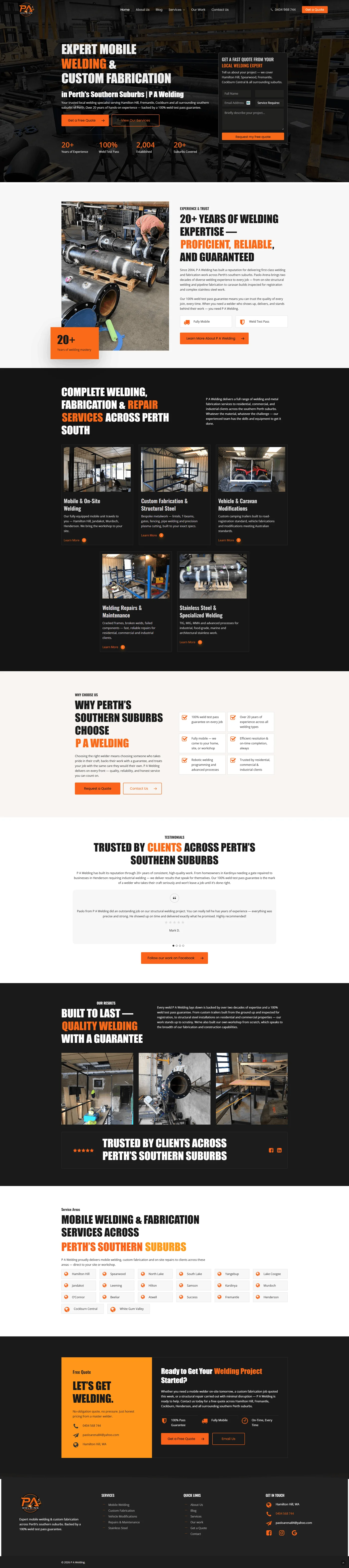 Full P A Welding website design