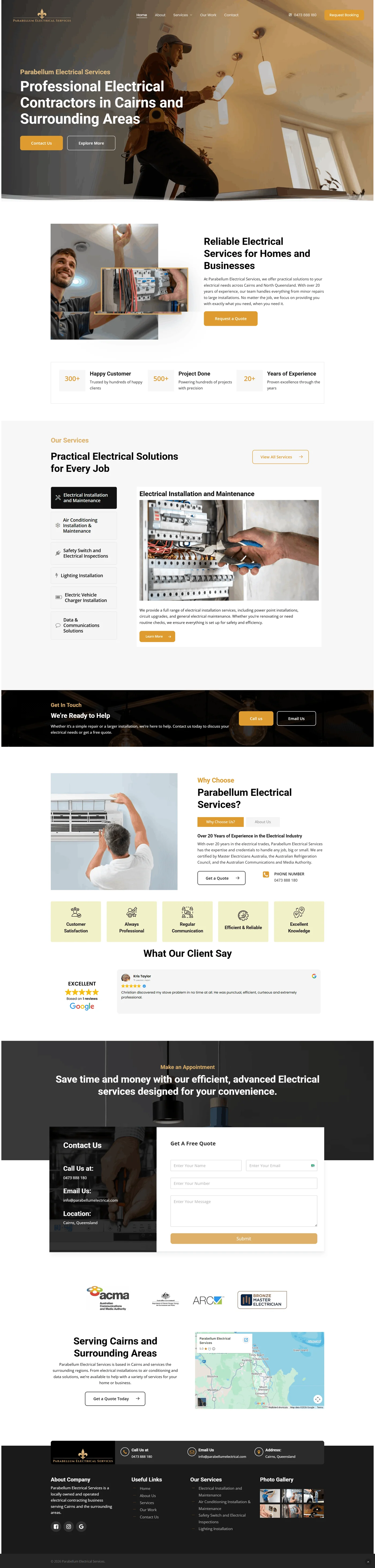 Full Parabellum Electrical Services website design