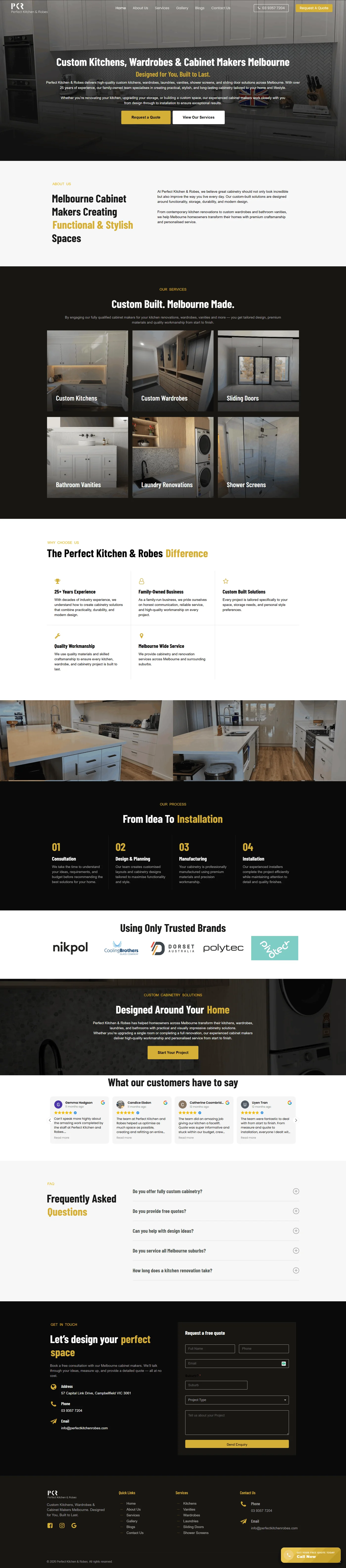 Full Perfect Kitchen and Robes website design