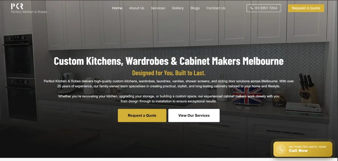 Perfect Kitchen and Robes website design