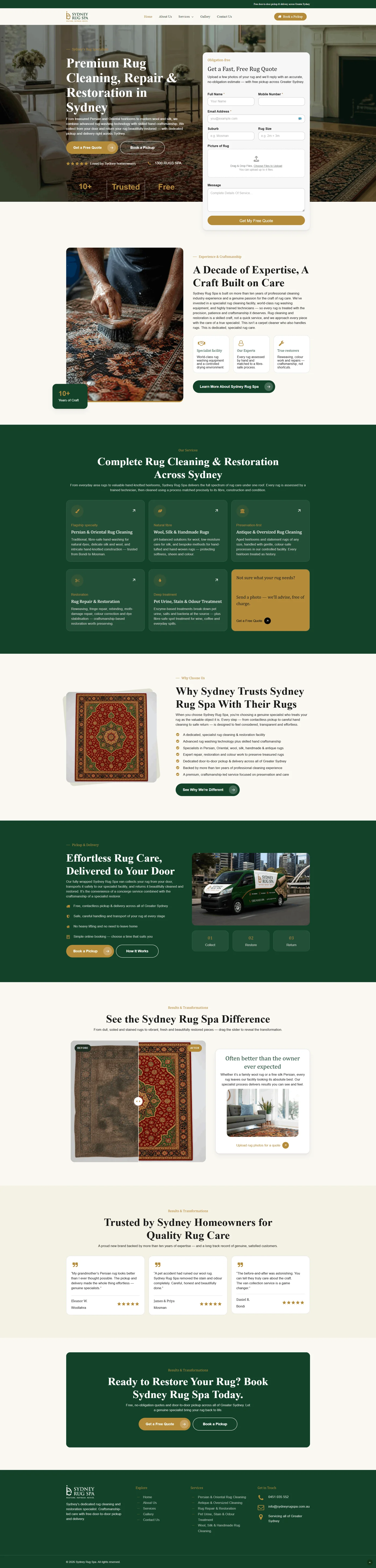 Full Sydney Rug Spa website design