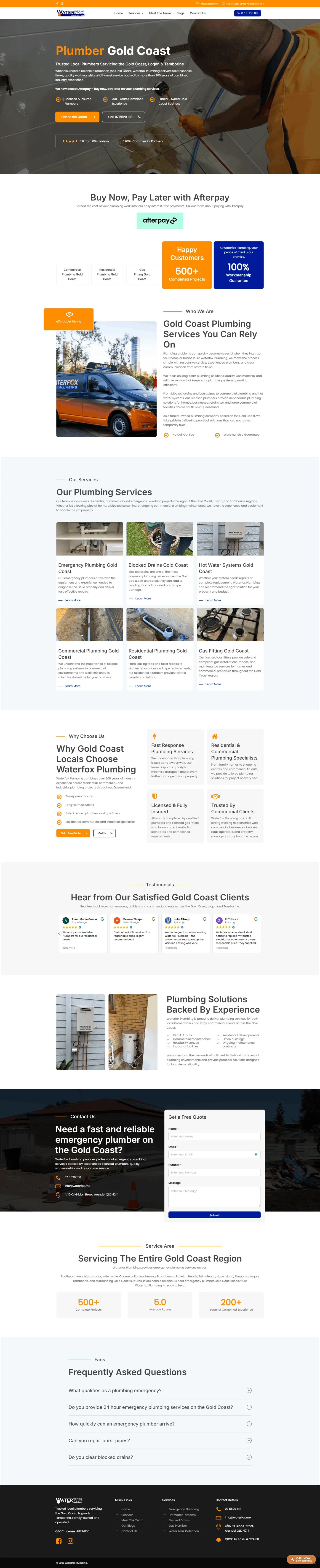 Full Waterfox Plumbing website design