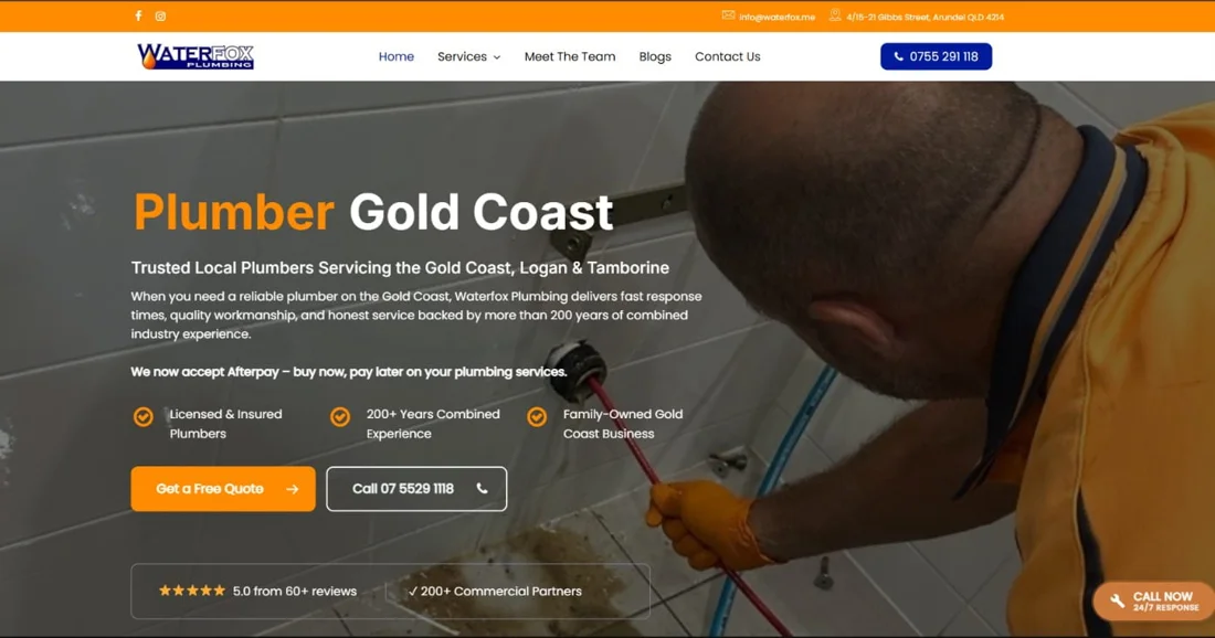 Waterfox Plumbing website design